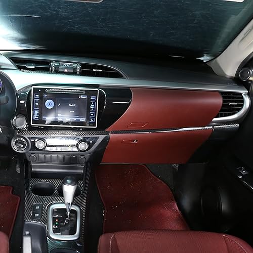 Miniatura 4 de 5 piezas compatibles con Toyota Hilux 2015 2016 2017 2018 2019 2020 2021 fibra de carbono suave 3D adhesivo interior control central decorativo