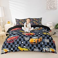 Vista 25 de Feelyou Juego de funda de edredón de camión de bomberos, edredón de coche de policía para decoración de habitación de niños, colcha de ambulancia
