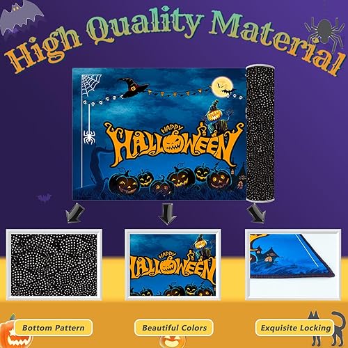 Miniatura 7 de Tapete decorativo de calabaza de Halloween, antideslizante, lavable, adecuado para exteriores, interiores, puerta delantera, porche, granja,