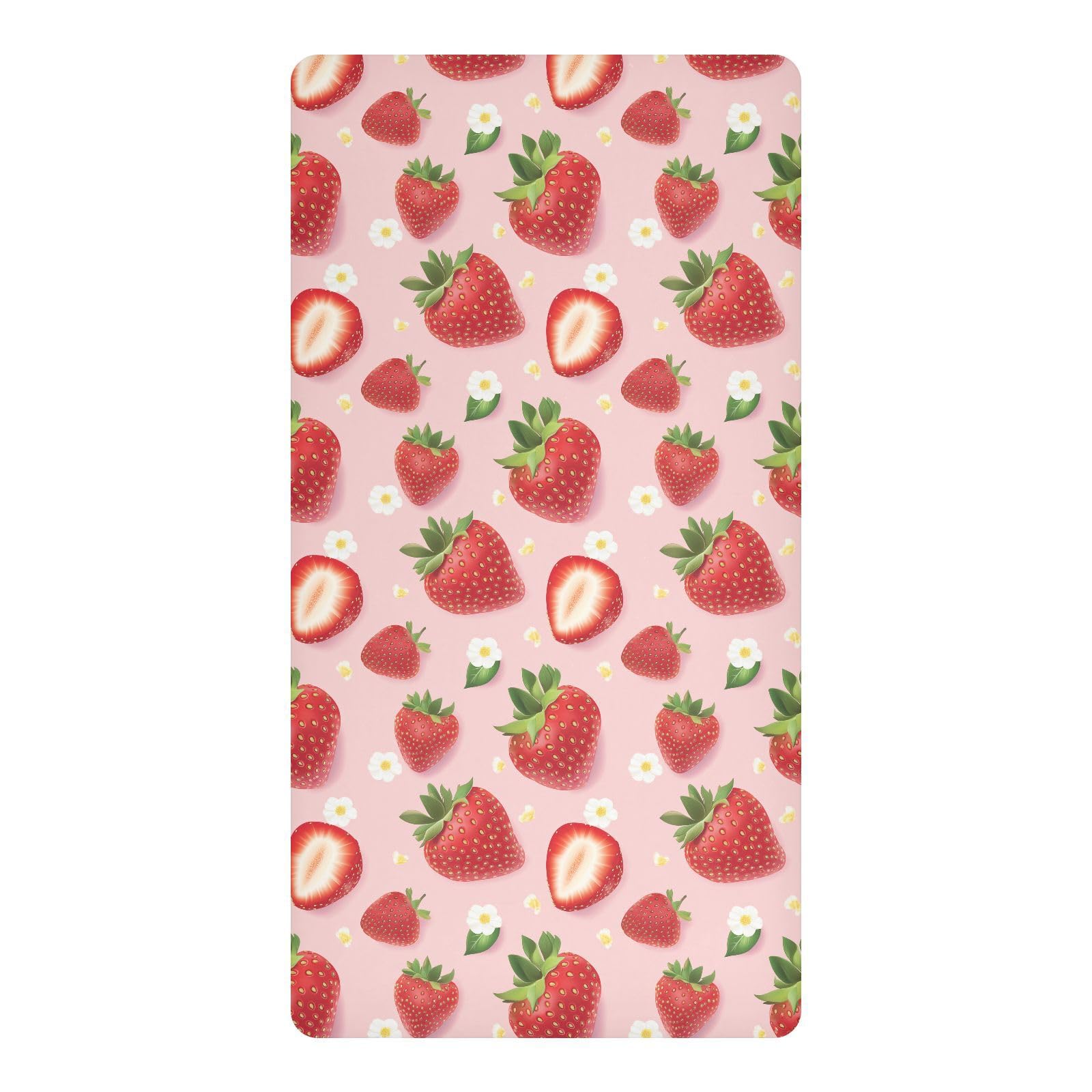 Draps imperméables pour berceau motif fraises 132x71 cm