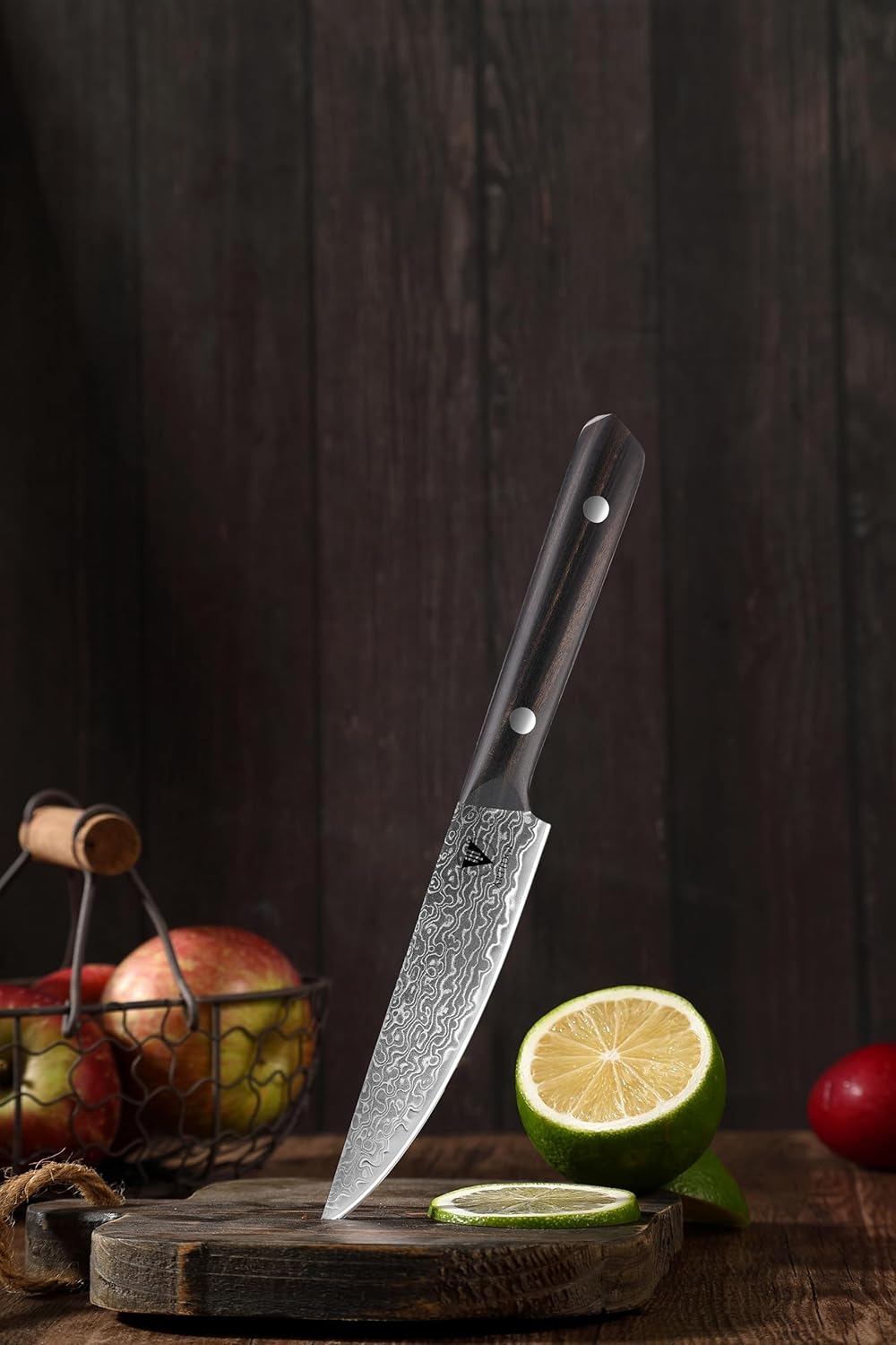 4-Piece Paring Knife Set – 67-Layer Damascus Steel Fruit Knives Forged Blades Peeling Knife, Natural Solid Wood Handle Utility Knives, Ultra-Sharp & Rust-Resistant, Perfect for Fine Dining