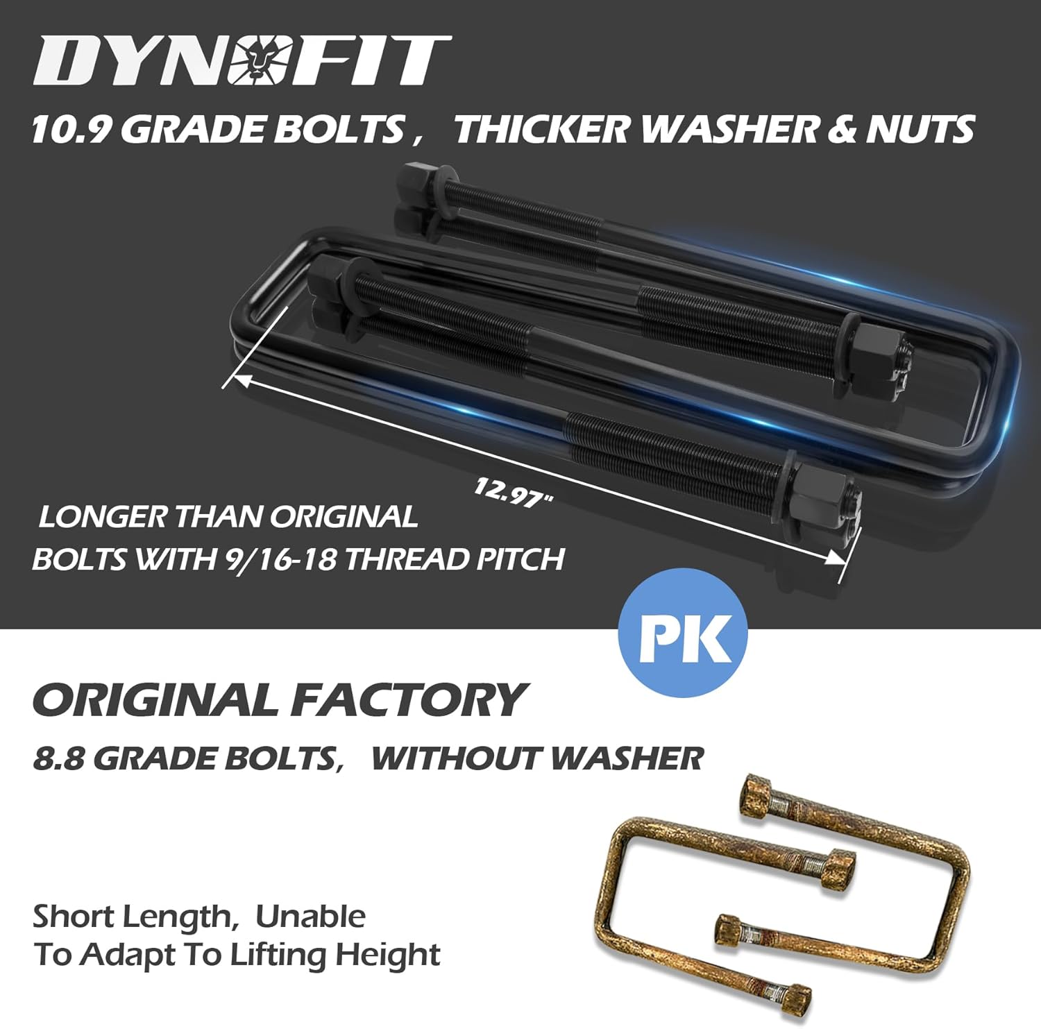 Dynofit 2" Lift Block Kit for 2000-2010 Chevy Silverado 1500 2500 3500 & GMC Sierra 1500HD 2500HD 3500HD 2WD 4WD, 2inch Rear Leveling Kit with Square U-Bolts for 8 Lug Truck Suspension