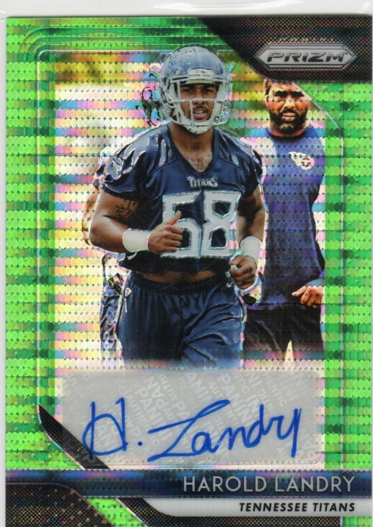 Harold Landry Autographed Green Pulsar Prizm Parallel Rookie Auto Rookie Card Collectible Football Card - 2018 Prizm Football Card #RA-HL (Titans)