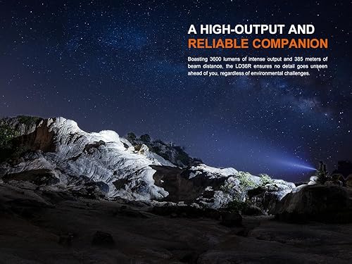 Miniatura 5 de Fenix LD36R Linterna recargable de 3600 lúmenes, carga rápida USB-C con 6 preajustes RGB y salida de color continuamente ajustable (negro)
