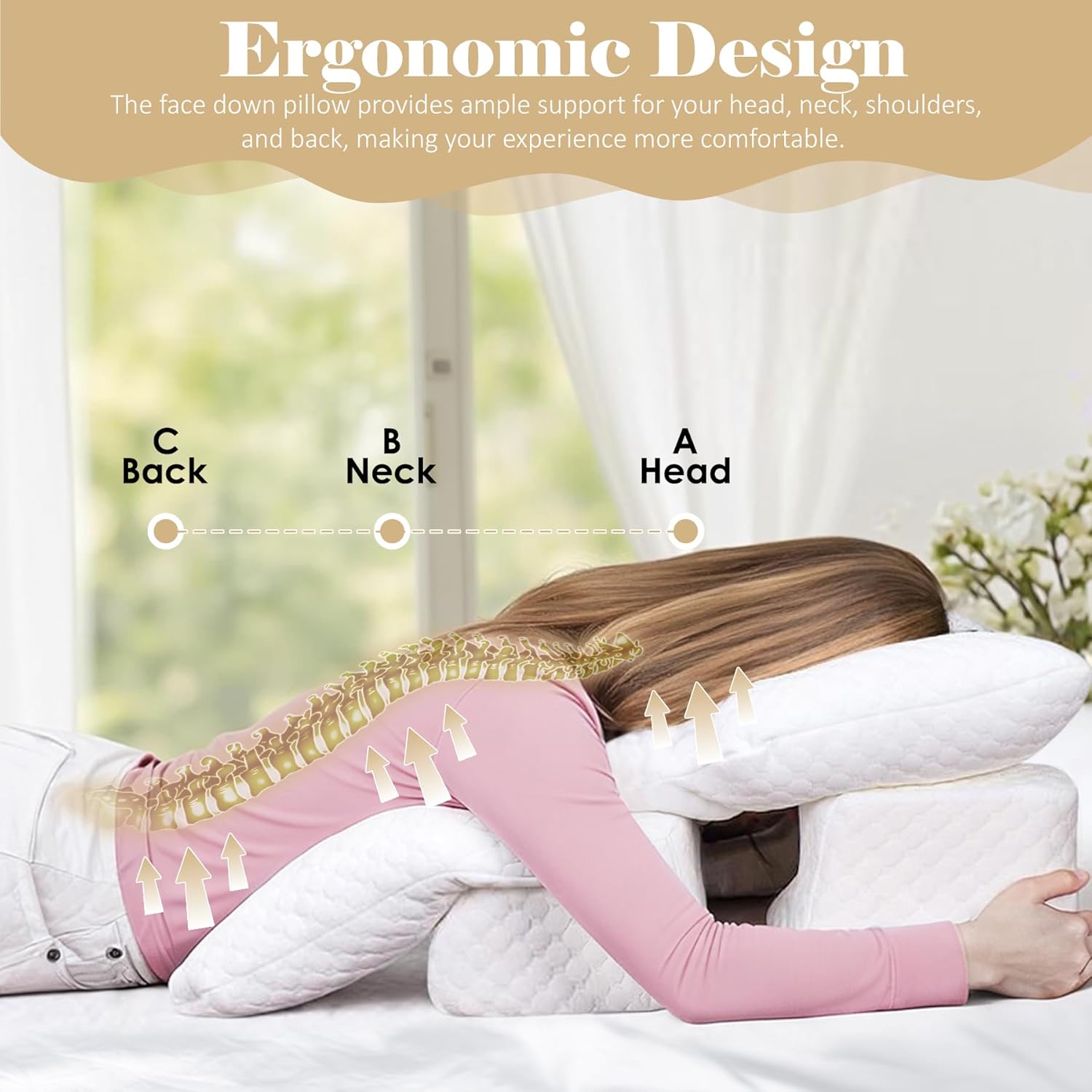 Face Down Pillow After BBL or Eye Surgery, Home Massage Pillows Face Down Chair for Sleeping & Stomach Sleeper, Soft BBL Adjustable Prone Massage Pillows with Removable Cover
