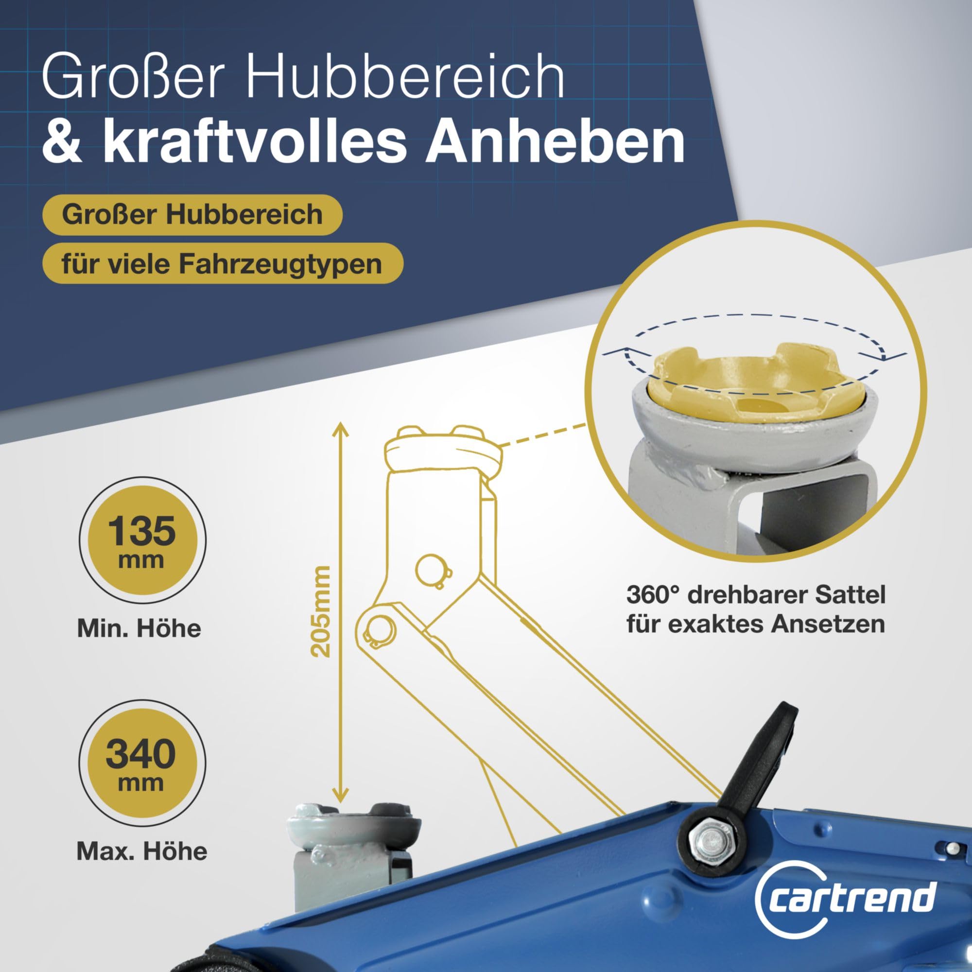 Cartrend 7740014 Podnośnik, Niebieski, ‎15 x 43 x 21 cm; 1 kg