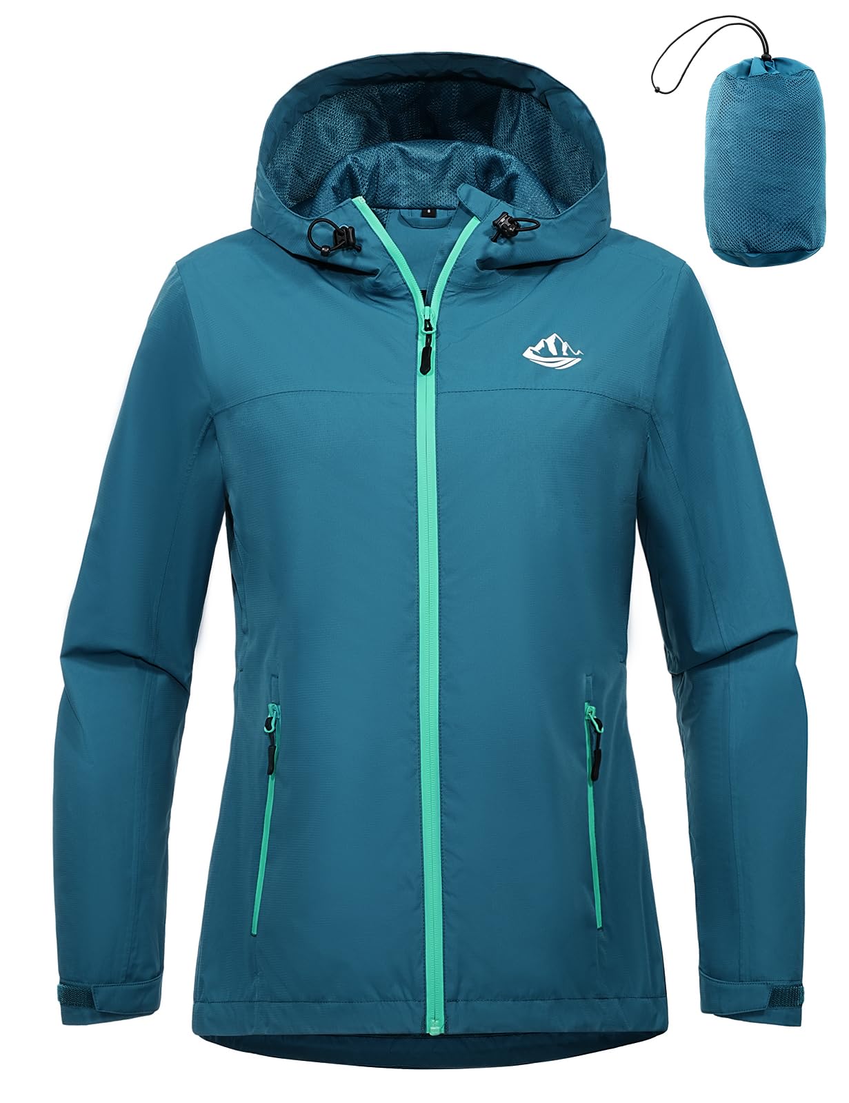 heekpek Chaqueta Mujer Impermeable Plegable Chubasquero Cortavientos Primavera Abrigo Lluvia Ligera Otoño Corta con Forro Parka con Capucha Softshell Chaquetas para Exterior