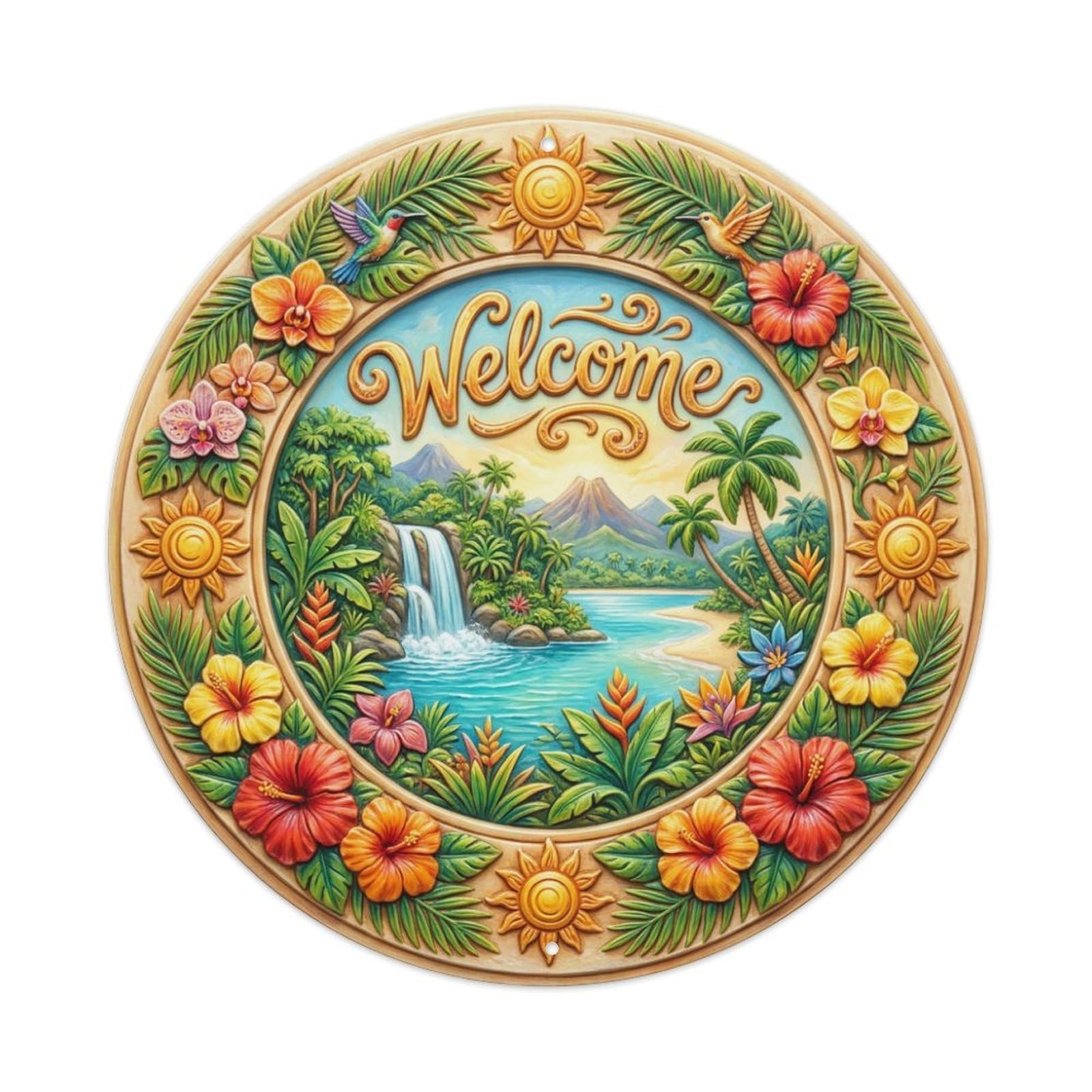 Tgrcjimh Style Metal Tin Sign Tropical Delight Welcome Paradise Joy