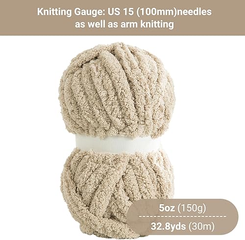 Vista 111 de HOMBYS Hilo de felpilla grueso verde salvia para tejer a mano, esponjoso, suave, jumbo, hilo súper voluminoso para manta gruesa, hilo para tejer