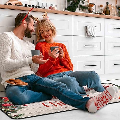 Miniatura 52 de Juego de 2 tapetes de cocina de Navidad, tapete de cocina con respaldo antideslizante, tapete de cocina decorativo lavable para decoración