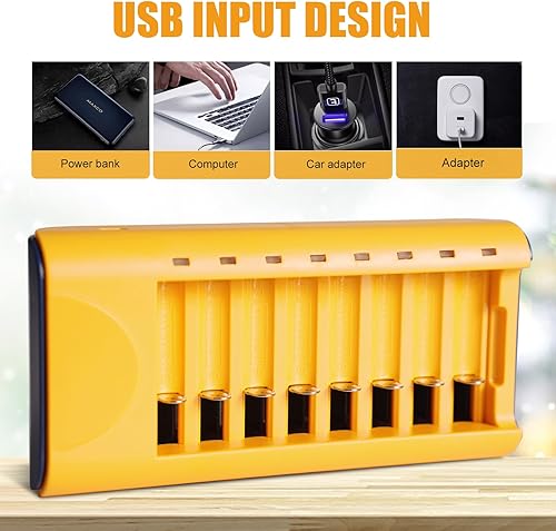 Miniatura 4 de Cargador de batería AA AAA de 8 bahías, cargador de batería inteligente USB AA para baterías recargables AA AAA NiMH NiCD 1.2V (sin batería)