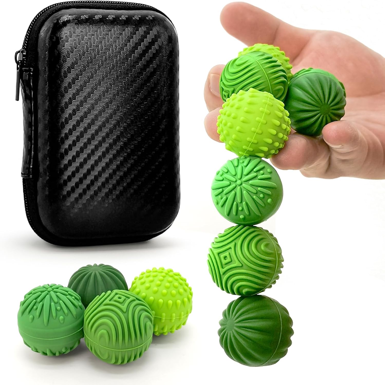 Magnetic Stress Fidget Balls for Adults Teens – 8pcs Sensory Magnetic Silicone Balls Desk Toy for Office, Silent Fidgets Roller Toy for Stress Relief | Large 4 Texture Magnet Toys with Organizer Box