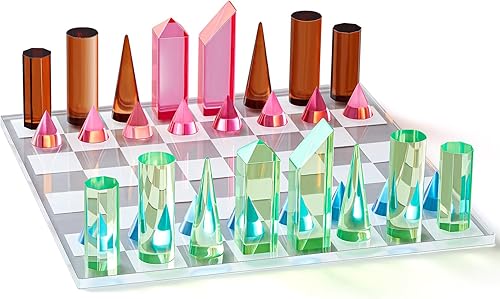 Miniatura 1 de Juego de ajedrez acrílico, 11.8 x 11.8 pulgadas, juego de mesa de juego de mesa de acrílico moderno grande para adultos