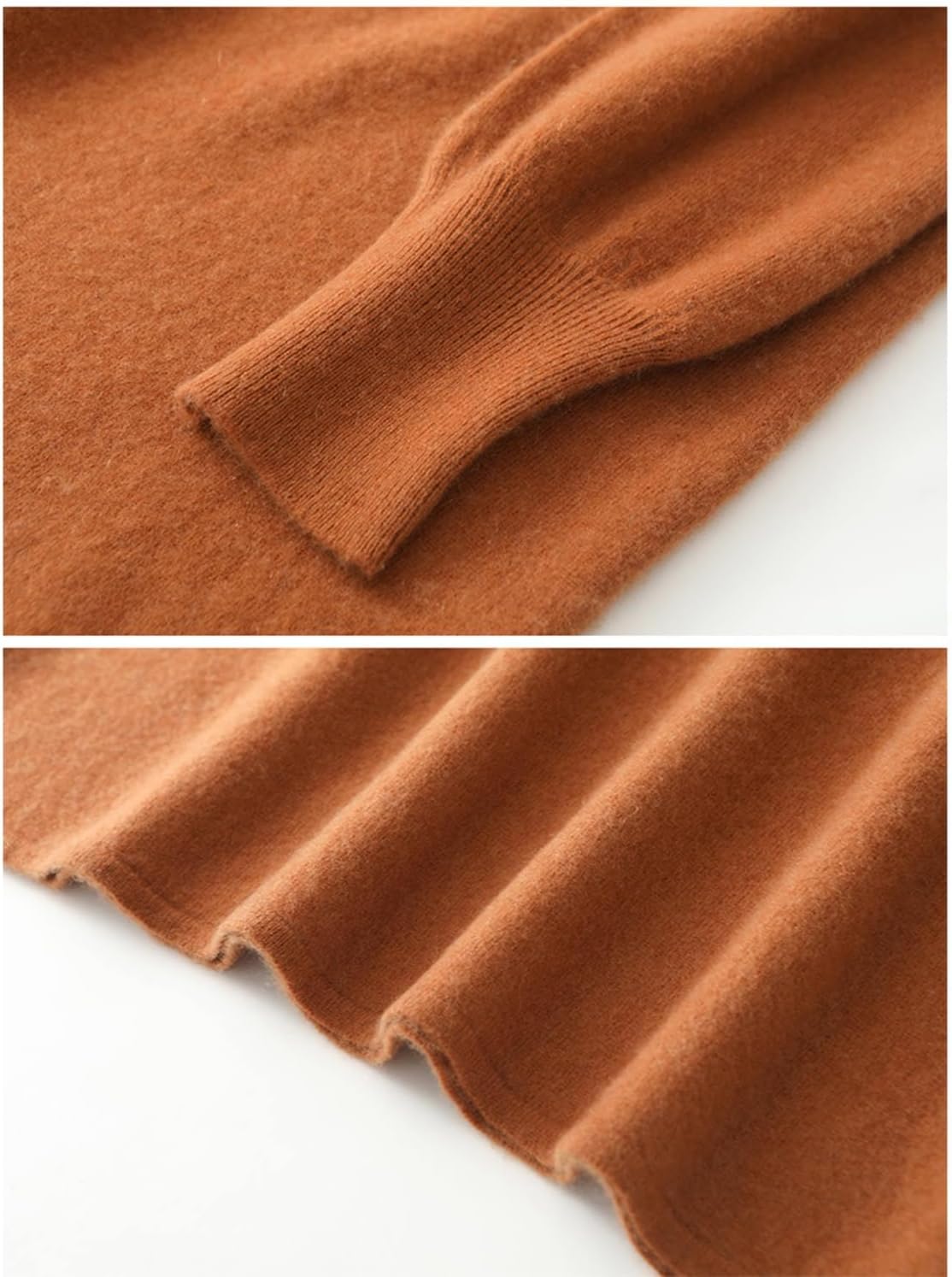 100% Merino Wool Sweater Dress Women's Mock Neck Lantern Sleeve Pullover Autumn Winter Knitted Long Dress