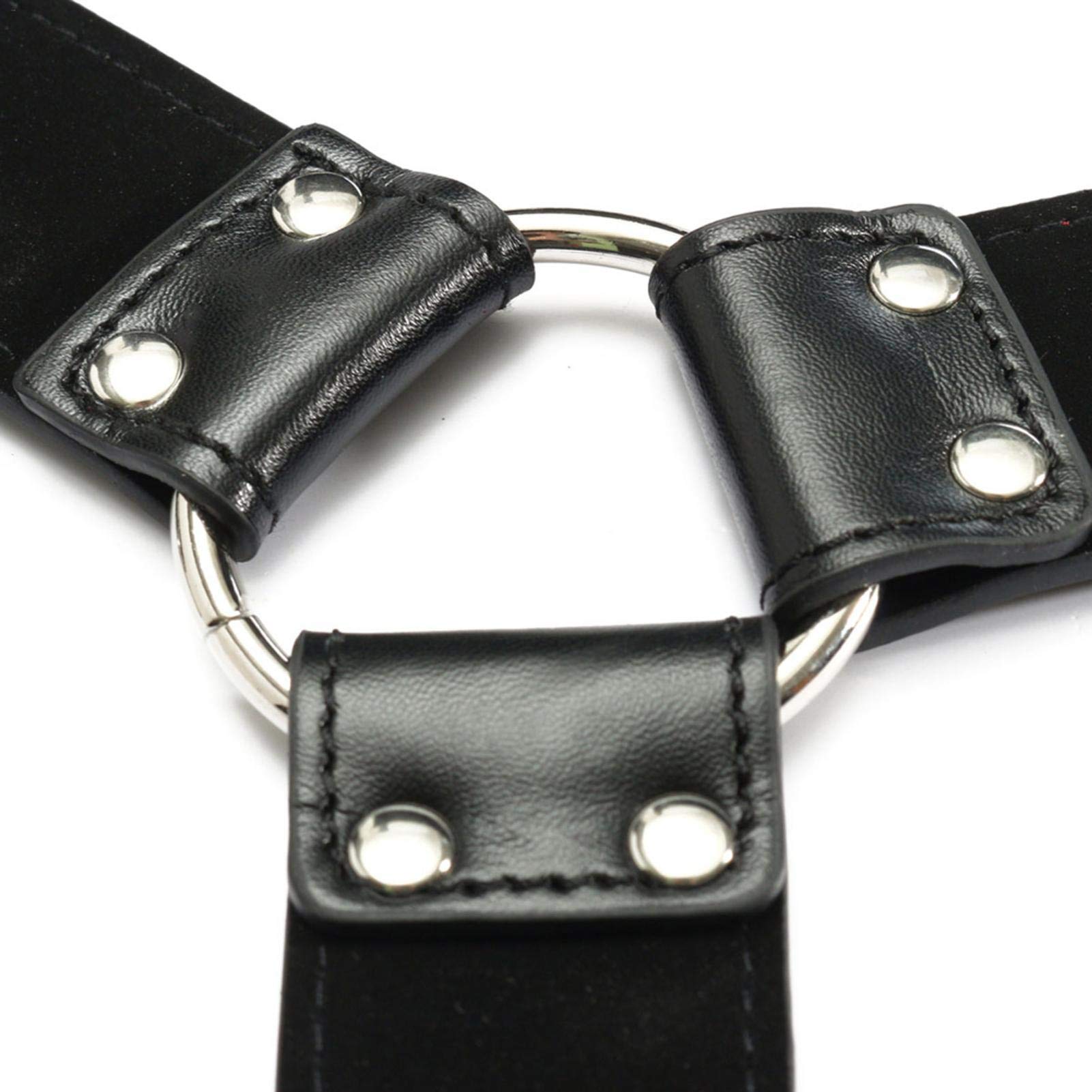 Blcak - Arnés de pecho de piel para hombre, con correas de hombros y de sujeción en piel