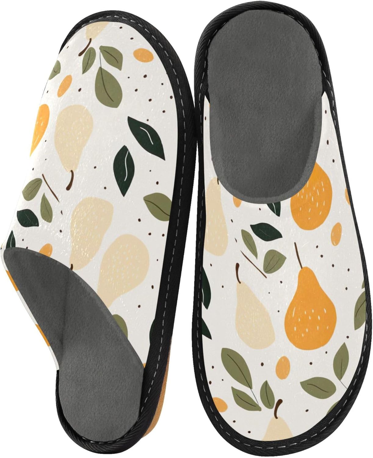 Pear Fruit House Slippers – Cozy Fuzzy Slippers for Guests, Washable & Disposable, Perfect for Shoeless Home, Spa & Hotel Use A112313