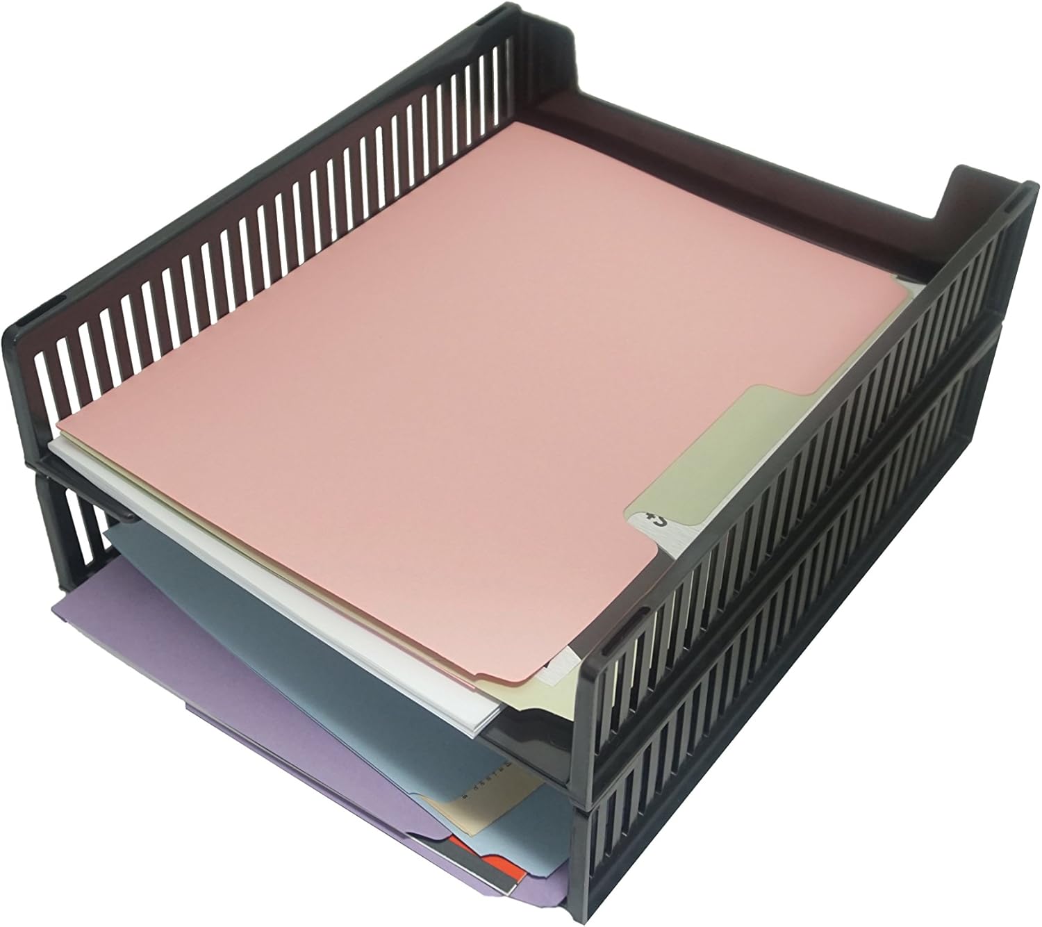 Victor Stackable Front Loading Letter Tray (2 Pack) Black Recycled Plastic