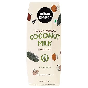 Urban Platter Coconut Milk | 8.45 Fl Oz 250ml | Unsweetened | Rich & Creamy Plant-Based Milk | Dairy-Free, Vegan & Gluten-Free | Perfect for Curries, Smoothies, Desserts & Beverages