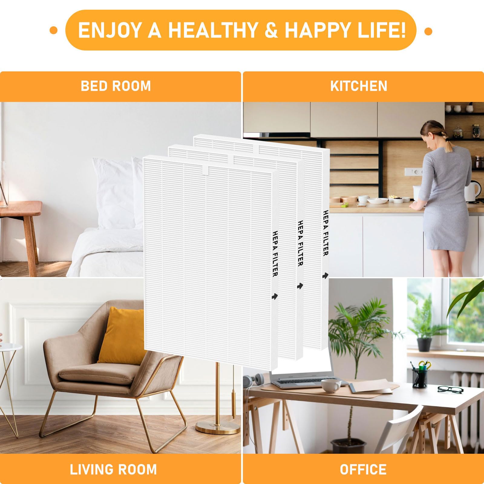 116130 True HEPA Filtre de rechange H compatible avec purificateur d'air Winix 5500-2 et modèles AM80, lot de 3 filtres HEPA uniquement