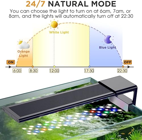 Miniatura 4 de hygger Luz LED de acuario de 18 W para plantas, luz de tanque de peces de espectro completo con temporizador de encendidoapagado automático,