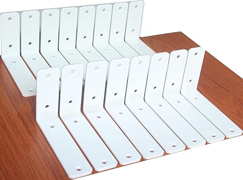 Miniatura 116 de Paquete de 4 soportes en L para estante, 8 pulg. largo x 6 pulg. alto x 1.5 pulg. ancho, grosor 03/64 pulg., soporte de hierro, metal, industrial