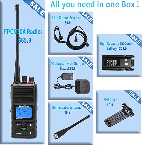 Miniatura 8 de SAMCOM - Radio de 2 vías de largo alcance, FPCN30A 20 canales Walkie Talkie hasta 5 millas, radio de mano recargable para senderismo al aire libre,