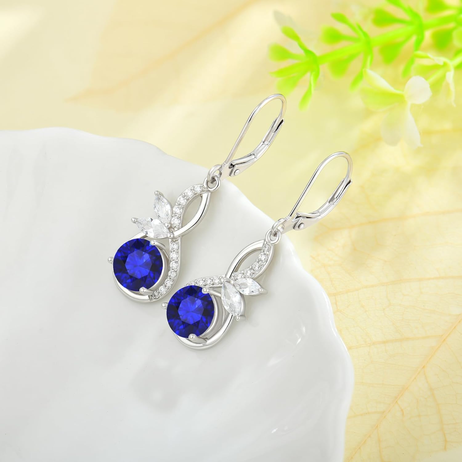Infinity Earrings 925 Sterling Silver Butterfly Dangle & Drop Earrings Birthstone Leverback Earrings for Women Birthday Valentine's Day Christmas Jewelry - Image 3