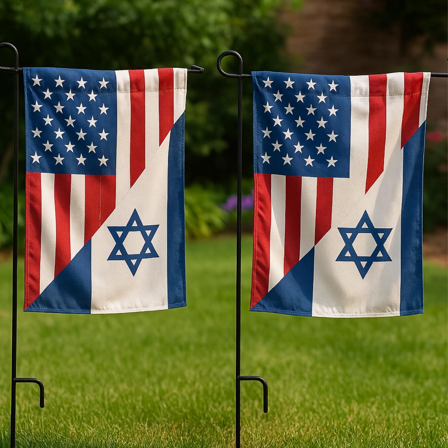 US - Israel Flag, American Israeli Friendship Garden Yard Flag, House Banner Double-Sided 12 X 18 (2 PACK)