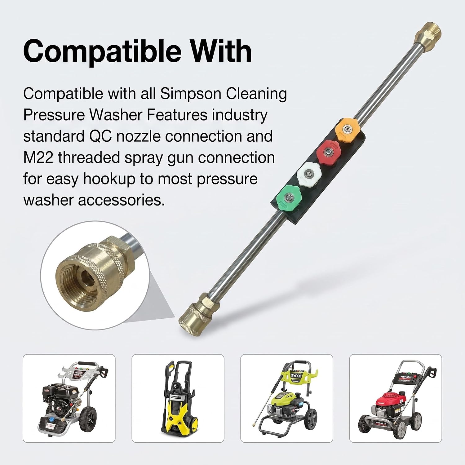 308494074 High-Pressure Washer Spray Gun, 16 inches, with 4 nozzles