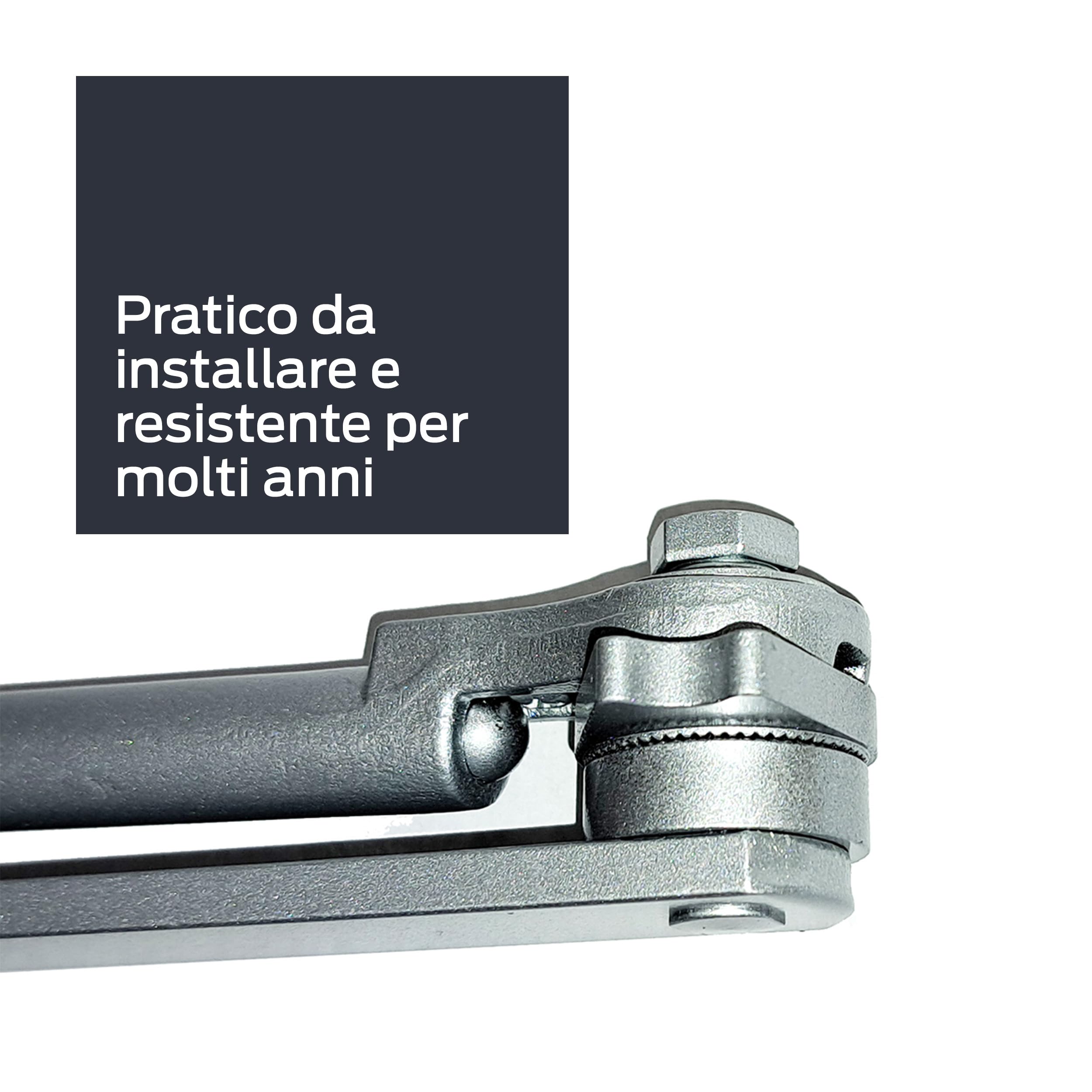 CISA - Chiudiporta CISA a Cremagliera con Arresto 16047103097 Serie 604 - Chiudiporta con Velocità di Chiusura Regolabile - Chiudi Porta per Porte Max 80 kg - Grigio