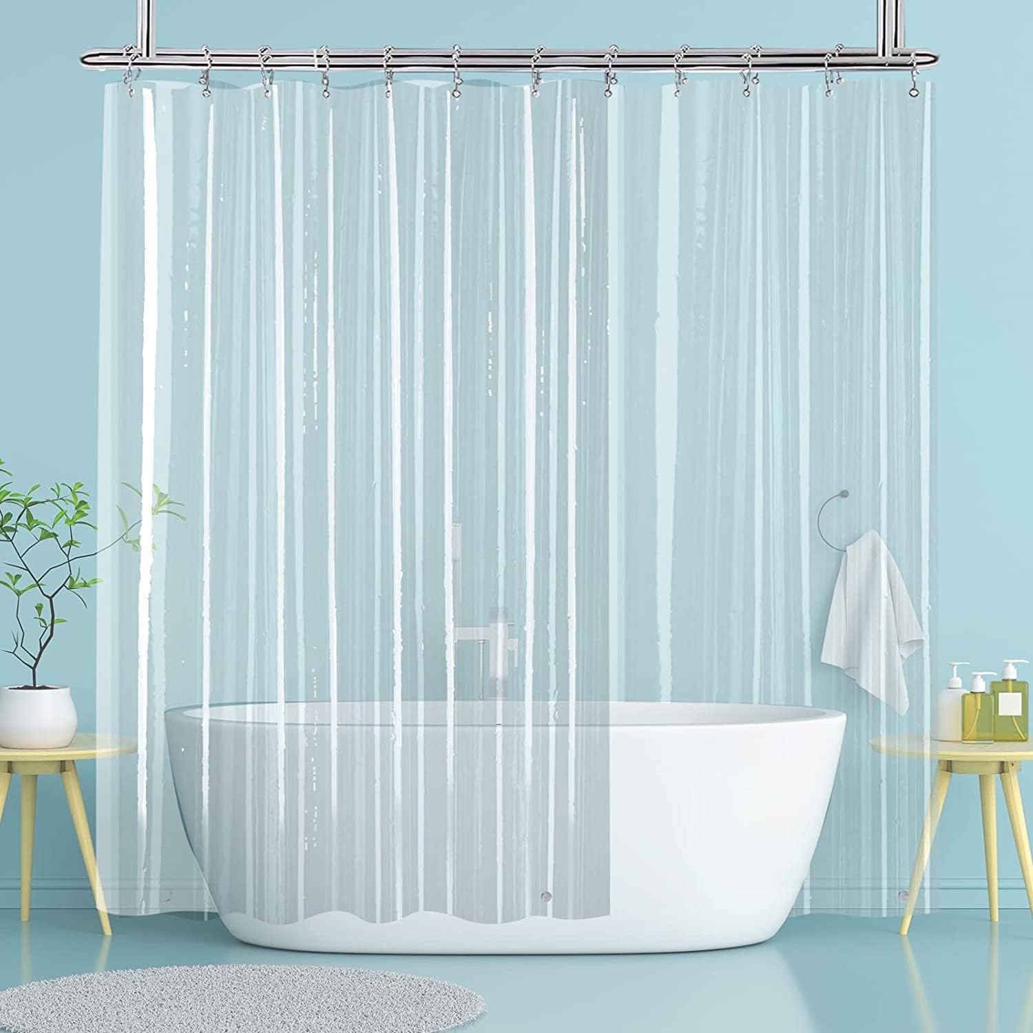 YISURE Wrap Around Shower Curtain for Clawfoot Tub, Clear Clawfoot