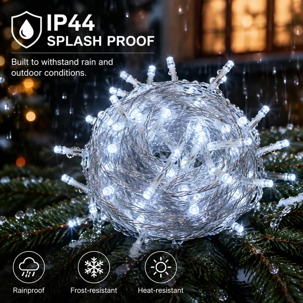240 LED Cool White String Lights, 8 Modes Timer Plug in Fairy Lights, IP44 Waterproof Indoor Outdoor Decor for Bedroom, Wedding, Christmas image 5