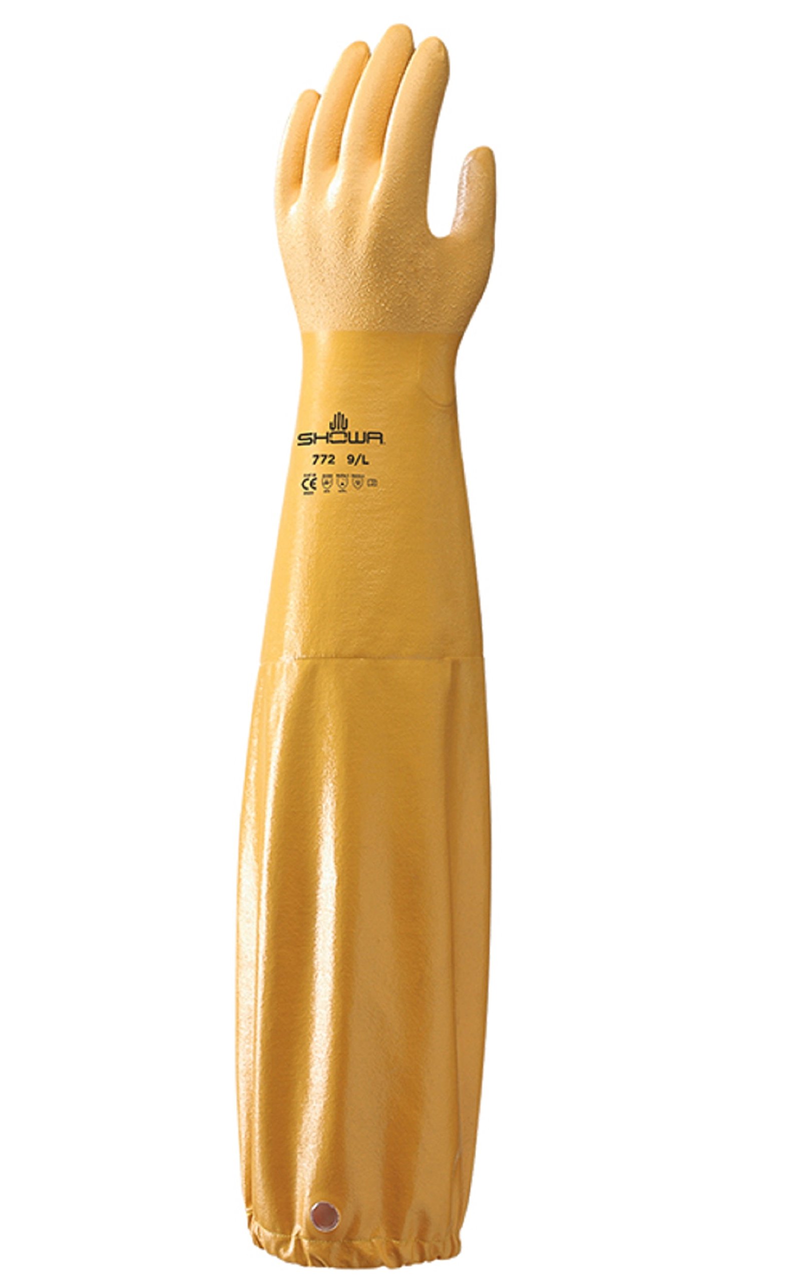 (2 Pair) Showa Atlas 772 Nitrile Elbow Length Chemical Resistant Gloves, 26