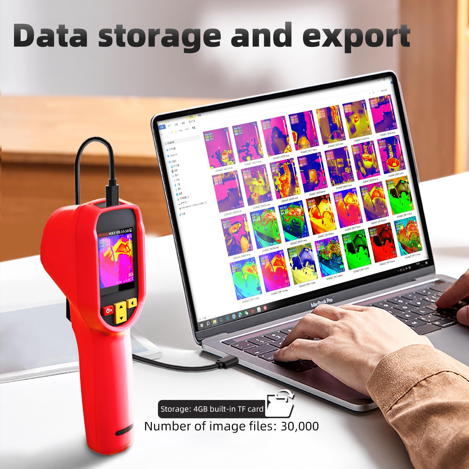 BSIDE termocamera 240 × 240 risoluzione 15 tavolozze di colori 25 Hz telecamera termica a infrarossi da -4°F a 1022°F ricaricabile con puntatore laser 50°FOV