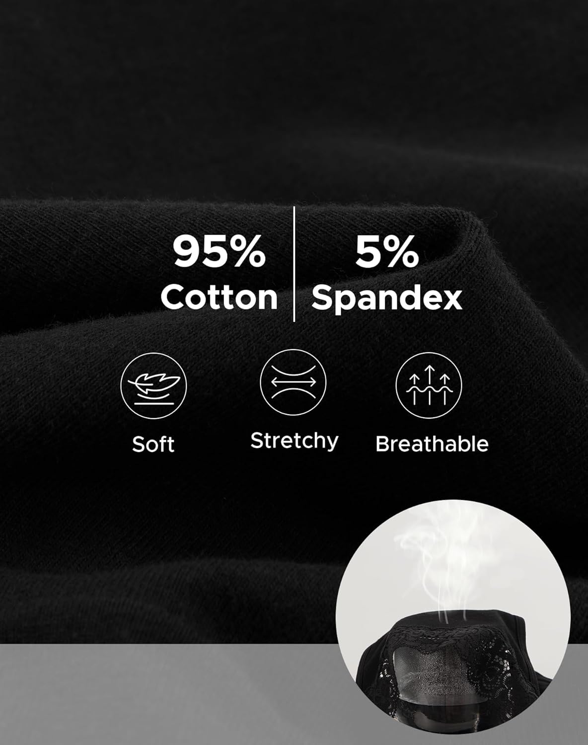 INNERSY Women's Cotton Bikini Underwear High Cut Lace Hipster Panties 4-Pack - Image 5