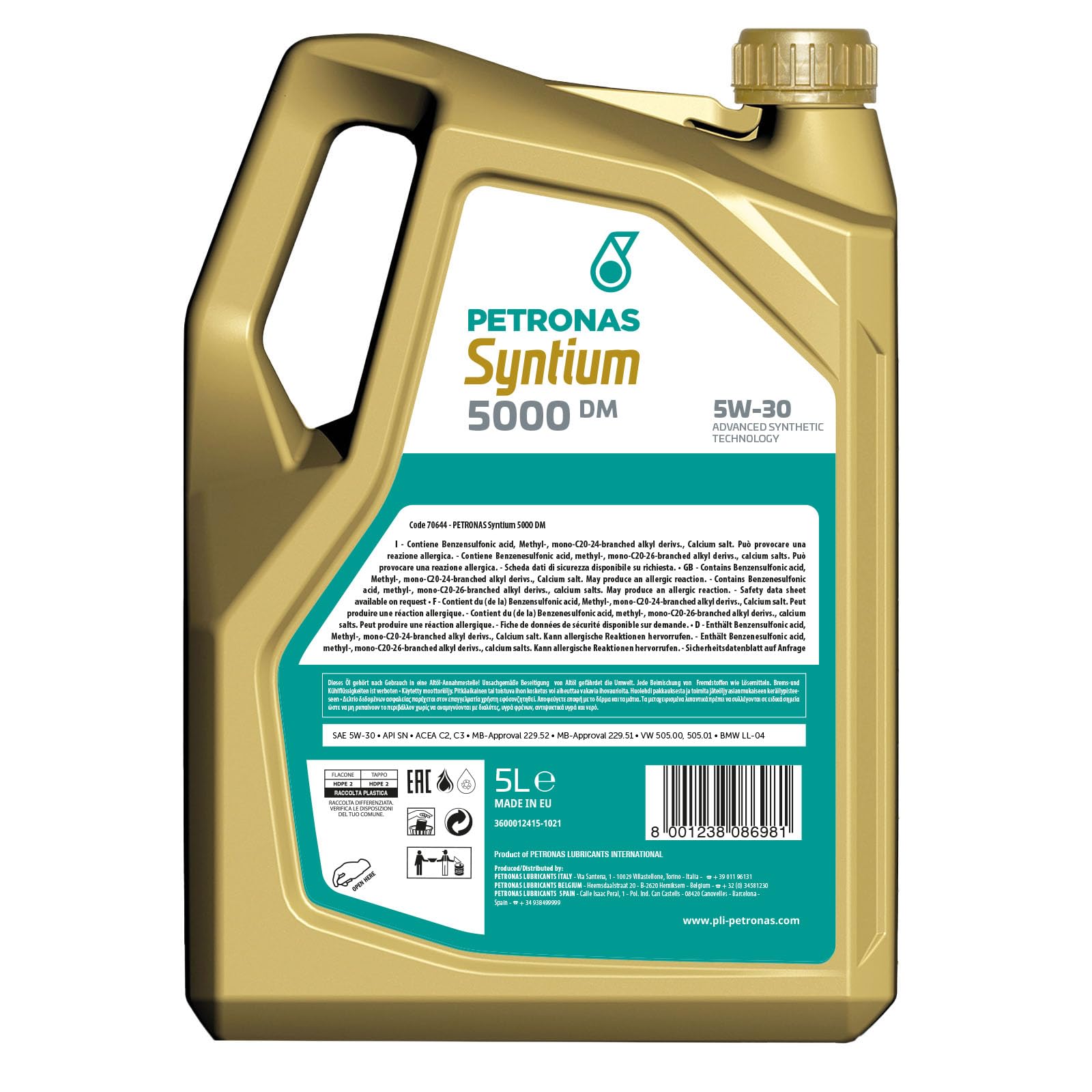 PETRONAS | SYNTIUM 5000 DM 5W-30 SN 5L, Motoröl, Öl Auto