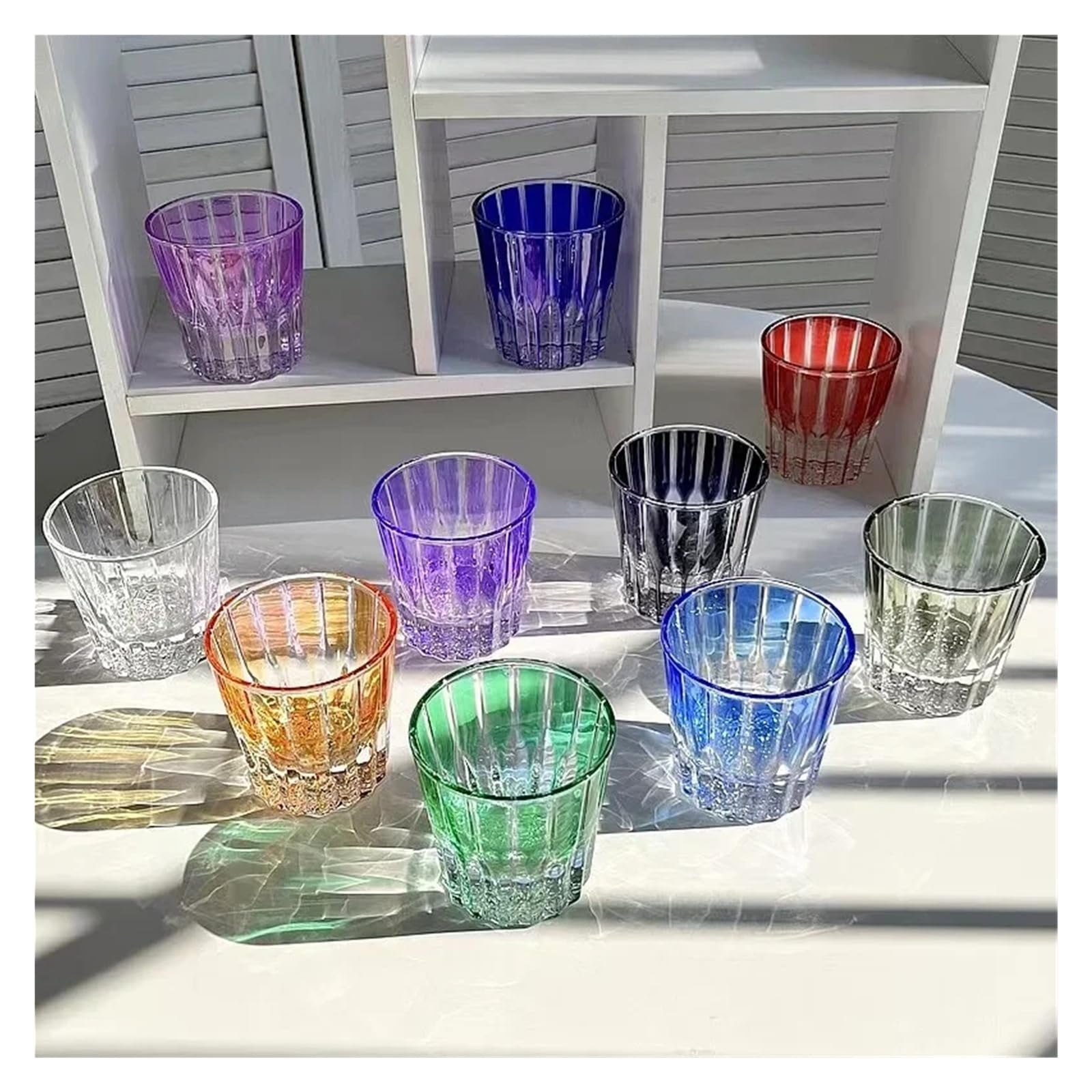 Kristallgläser 200 ml Stern Diamant Cut Rock Tasse Haushalt Wasser Tasse Glas for Bar Party Farbige Kristall Glas Tasse(Transparent)