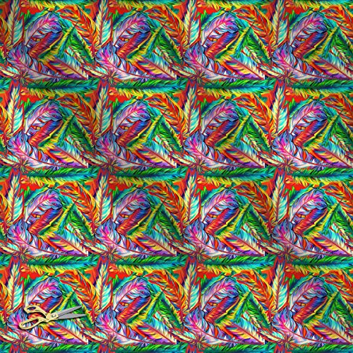 Image of ArtzFolio Bright Feathers | Canvas Upholstery Fabric by Metre | for Sofa, Curtains, Cushions, Furnishing, Craft, Dress Material | Width 1.5metre (58inch) | Length 2 metre (80 inch / 203 cms)
