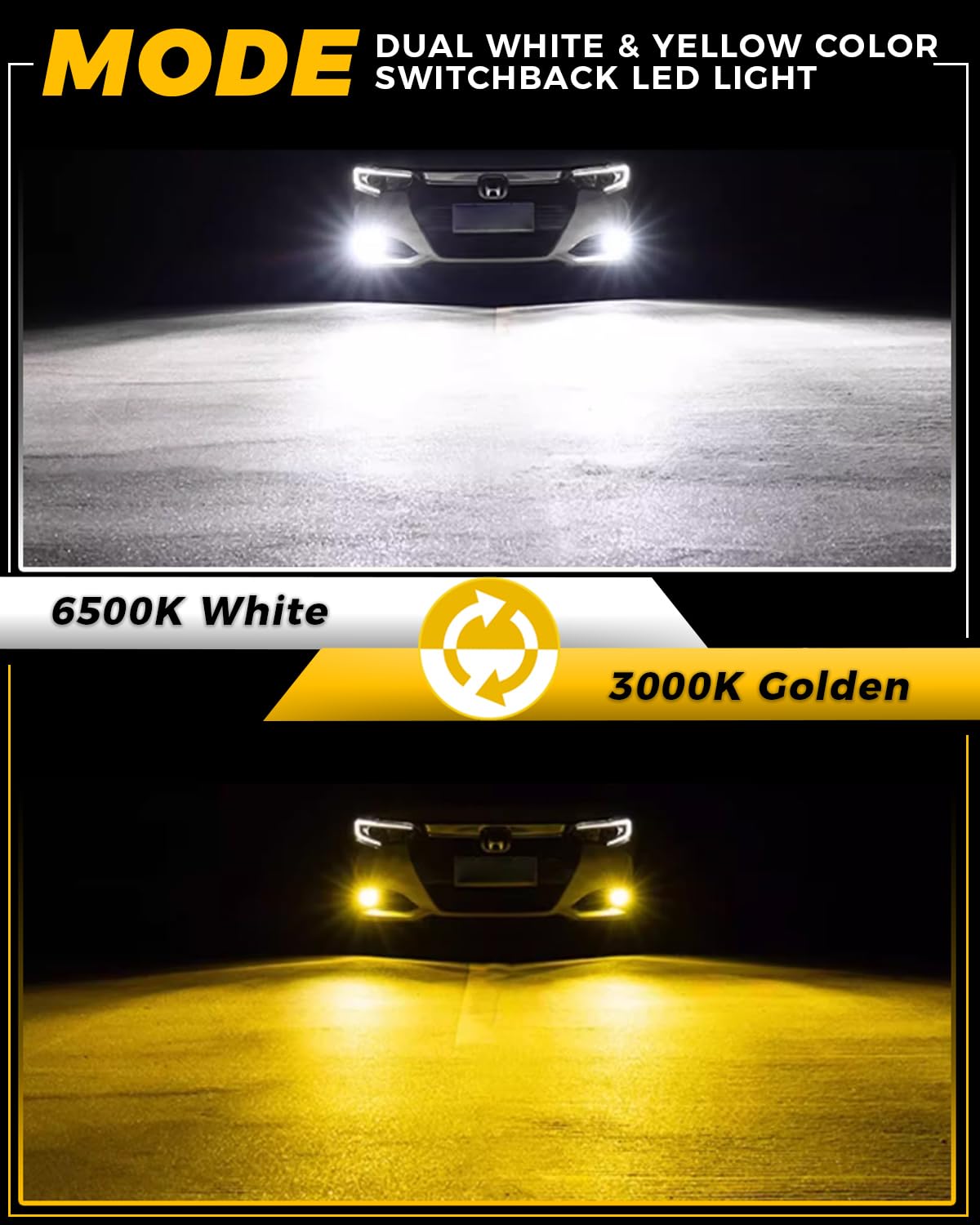 BMT xms 9006 HB4 LED Fendinebbia - Switchback 6500K Bianco/3000K Giallo ambra - Fendinebbia bicolore bianco-giallo Mini Formato Plug and Play, confezione da 2