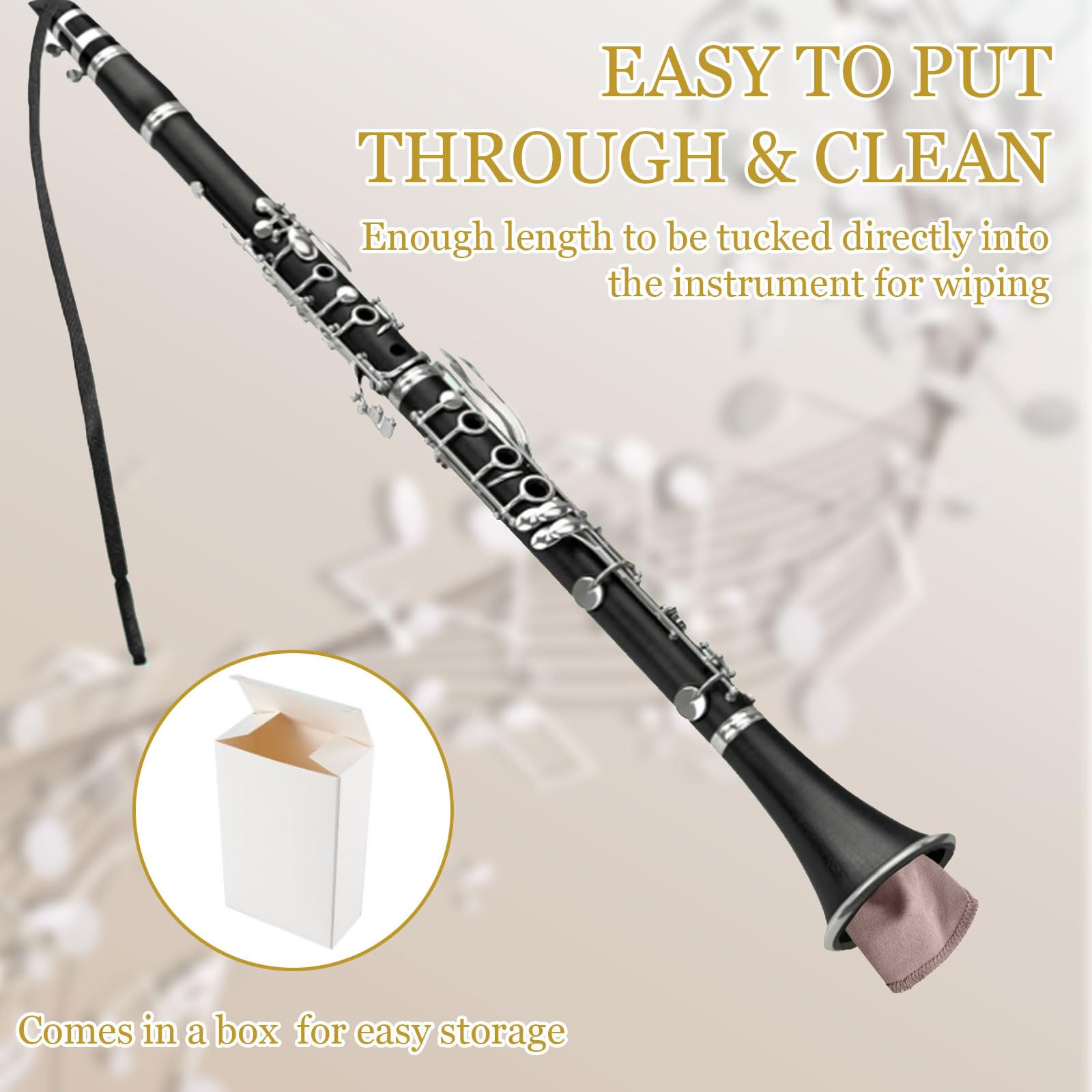 HOMMDECO Clarinet Inner Tube Cleaning Cloth 4PCS Clarinet Inner Tube Kit Swab Instrument Cleaning Tool for Clarinet Piccolo - Image 4