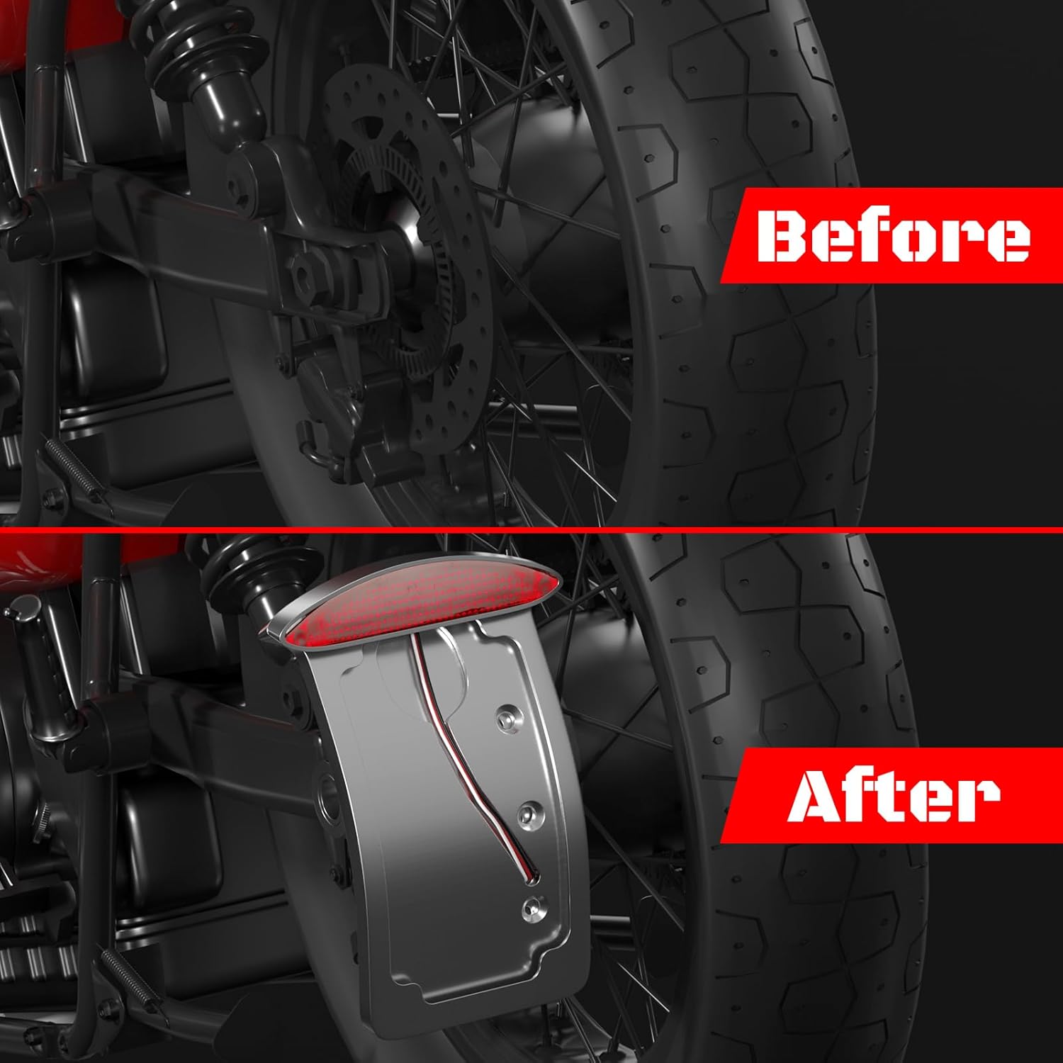 Artudatech Motorcycle Chrome Curve License Plate Side Mount License w/Led Tail Light Brake Light 1" Axles for Harley, for Honda, for Yamaha, for Suzuki, for Kawasaki (For off road use only)