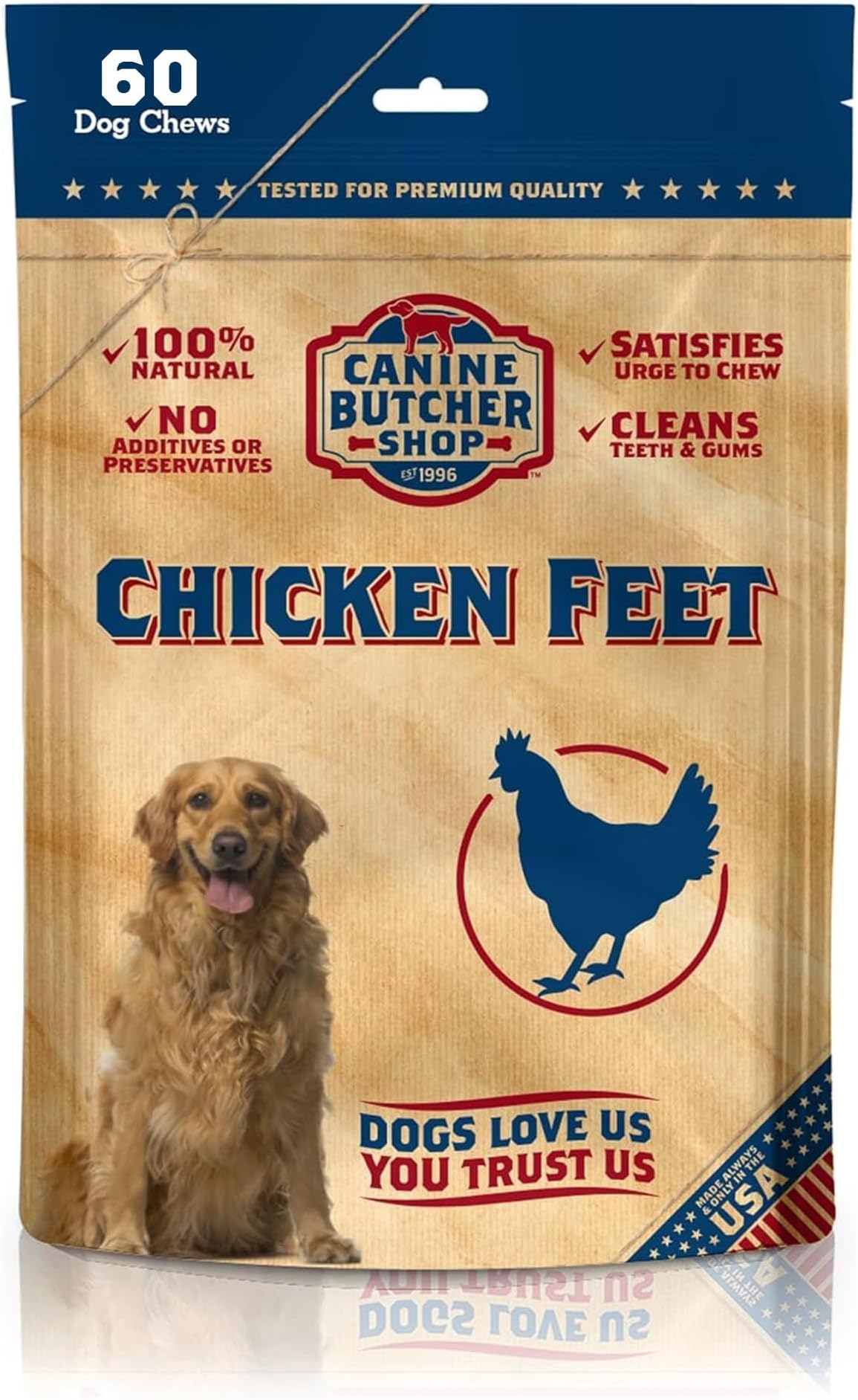 All Natural USA Chicken Legs for Dogs - 60 Pieces - Various Sizes