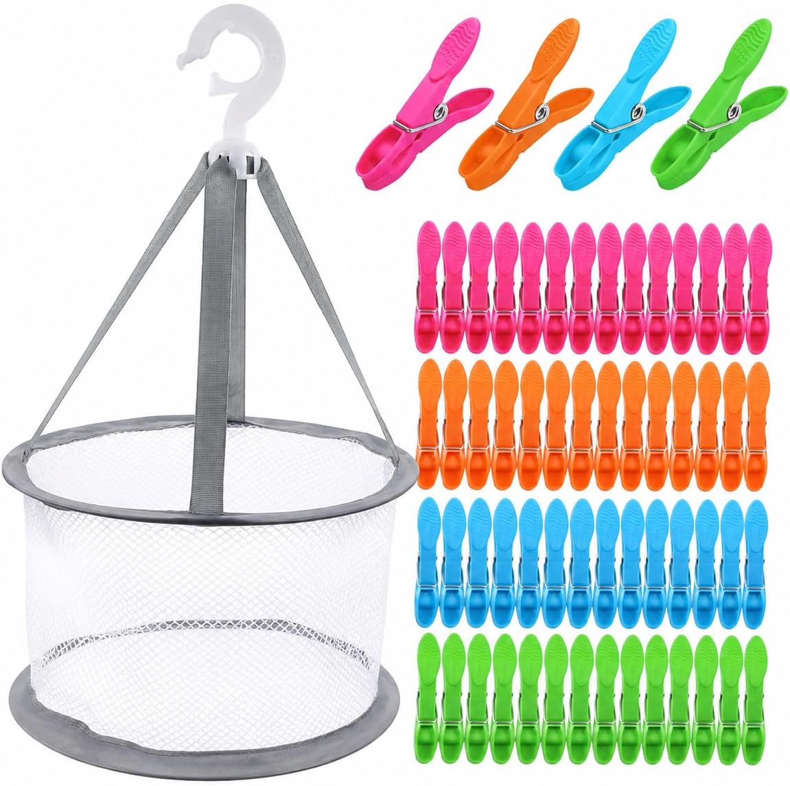 48 Pcs Colorful Plastic Clothes Pins with Clothespin Bag, Clothespins