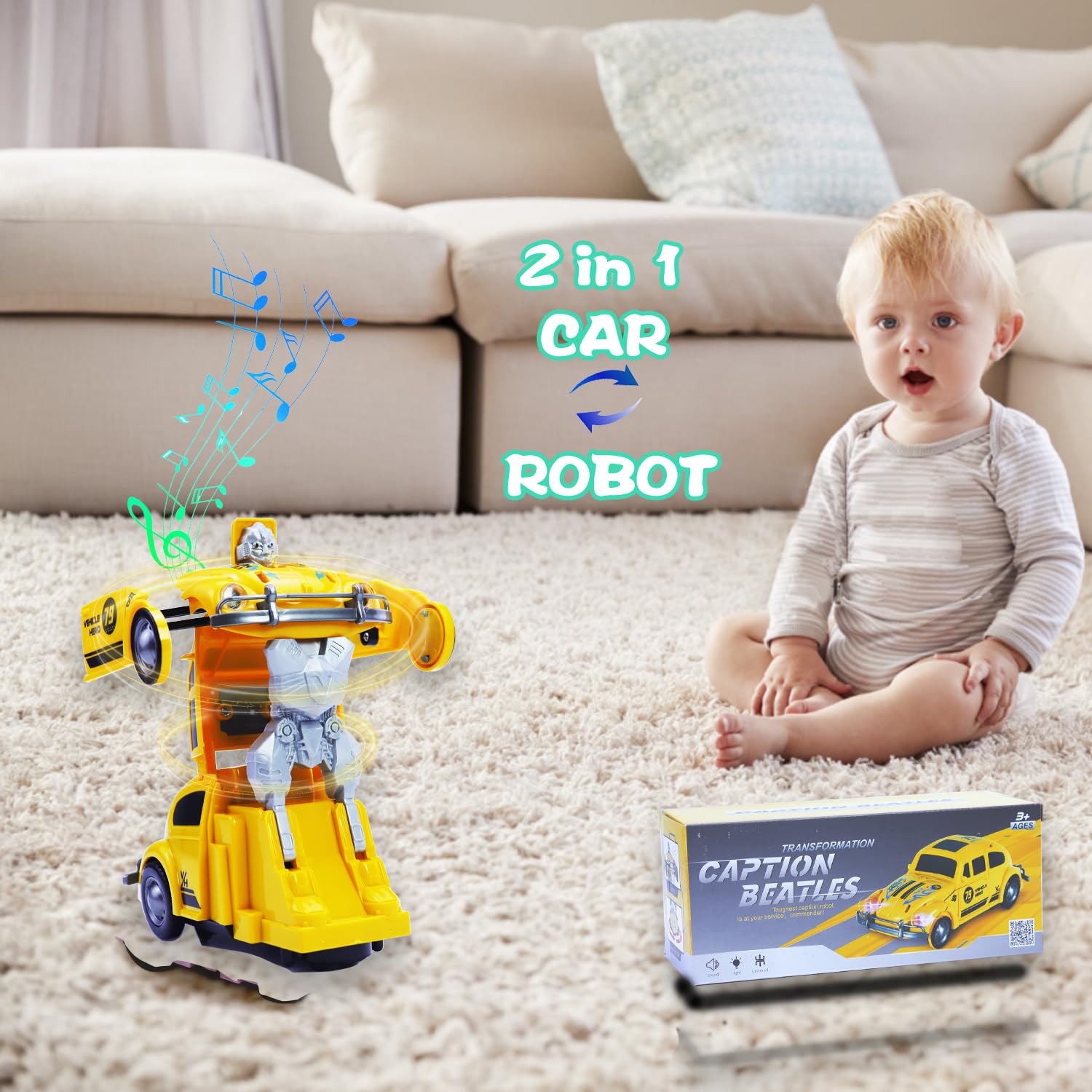 boy transformation caption wagkew Transforming Car Toys for Girls 3 Year Old, Smart Robot Cars for  Kids with LED
