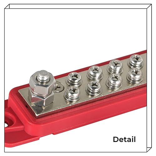 Miniatura 5 de Barra colectora Barra de distribución de energía Bloque de distribución de energía con cubierta 12V 180A 12 puntos DC Negro Rojo Par