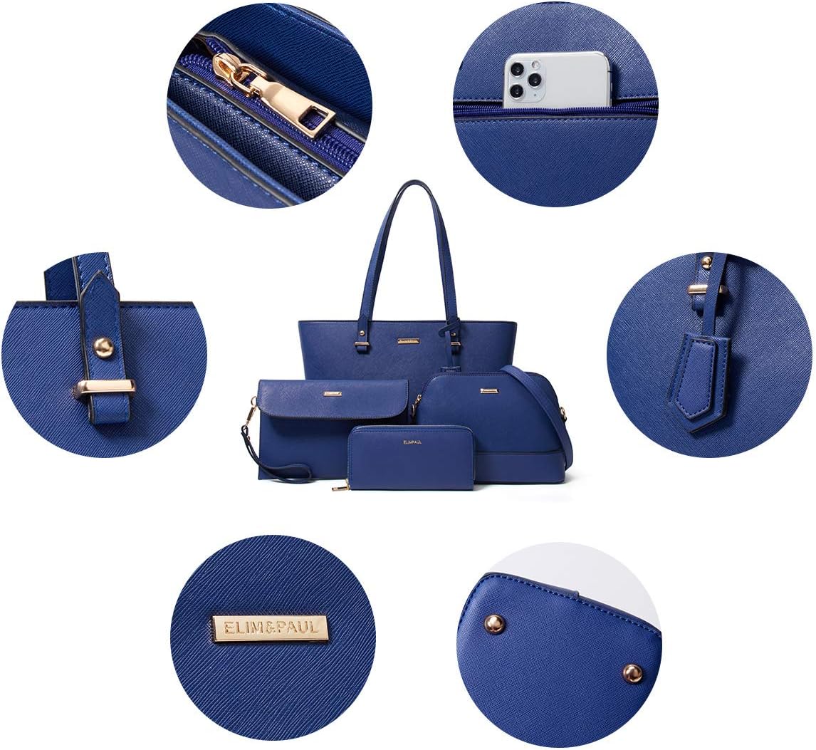 Women Fashion Handbags Wallet Tote Bag Shoulder Bag Top Handle Satchel Purse Set 4pcs - Image 8