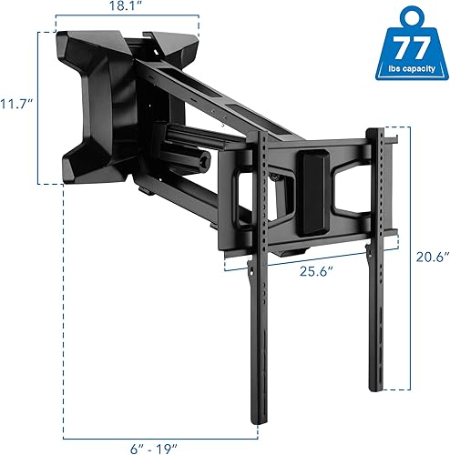 Miniatura 8 de MOUNT-IT! Soporte de pared motorizado para TV con chimenea  Soporte de montaje de mantel eléctrico desplegable con control remoto, capacidad de peso