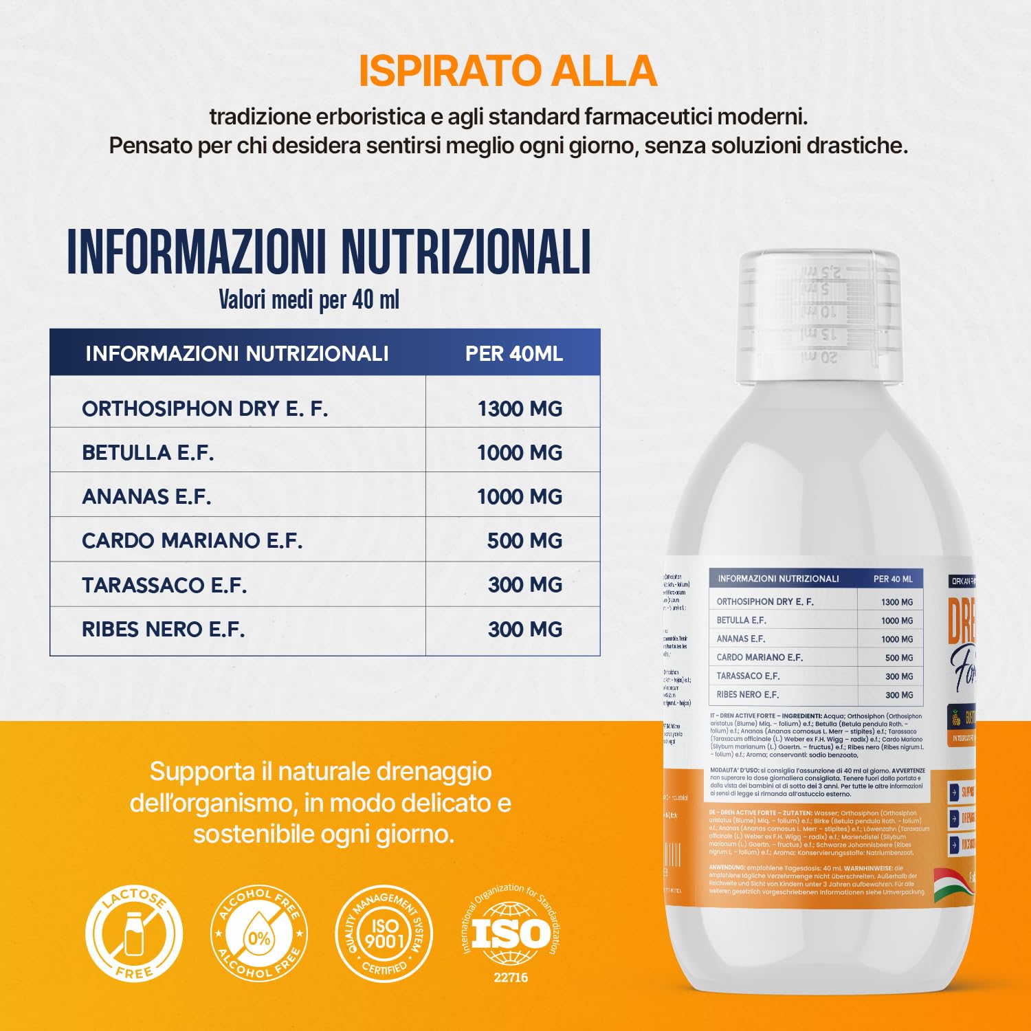 Diuretico Drenante Forte Dimagrante Detox per Ritenzione Idrica Potente Anticellulite Glutei e Gambe 500 ML Gusto Ananas Made in Italy