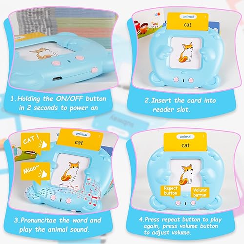Miniatura 4 de Tarjetas didácticas parlantes  255 tarjetas flash 3 canciones para niños de 2 a 6 años juguetes educativos de aprendizaje para niños pequeños ABC