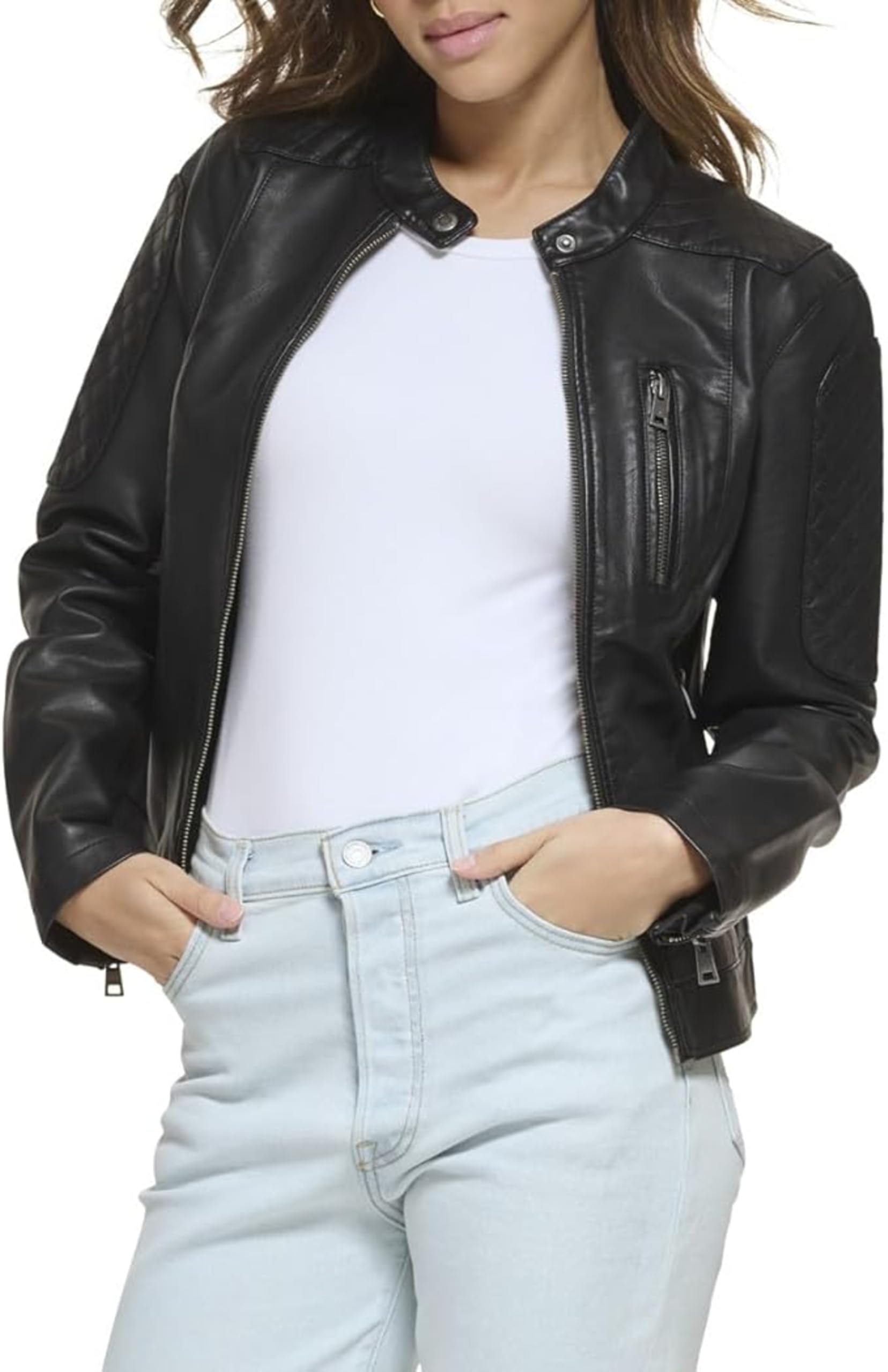 Levi's Faux Leather Motocross Racer Jacket (Standard And Plus) Chaquetas de piel sintética Mujer
